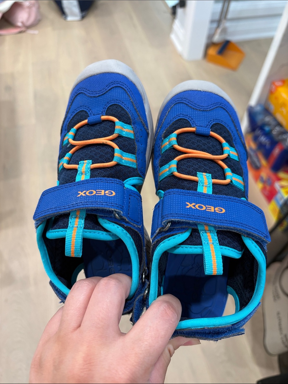 Geox Kids Blue Sneakers with Orange and Teal Accents